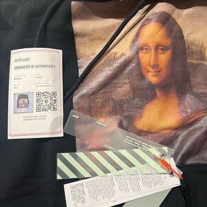 Off-White Black Hoodie with Mona Lisa Print